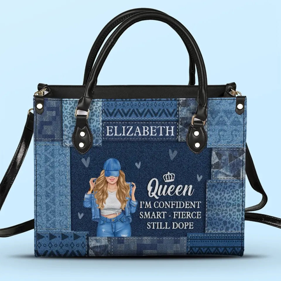 Sac à main en cuir personnalisé « Queen I'm Confident » - Cadeau pour meilleures amies, meilleures amies, sœurs