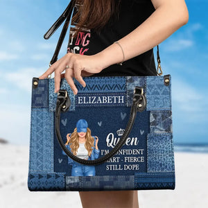 Sac à main en cuir personnalisé « Queen I'm Confident » - Cadeau pour meilleures amies, meilleures amies, sœurs