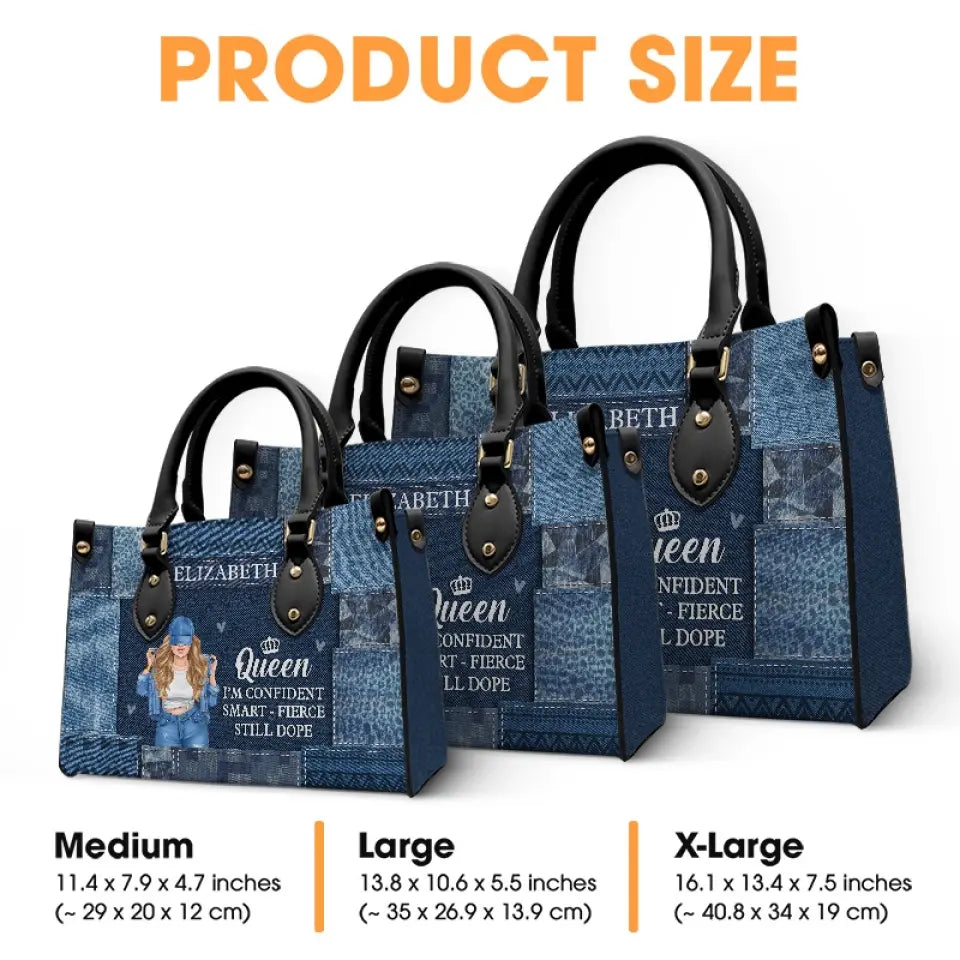 Sac à main en cuir personnalisé « Queen I'm Confident » - Cadeau pour meilleures amies, meilleures amies, sœurs