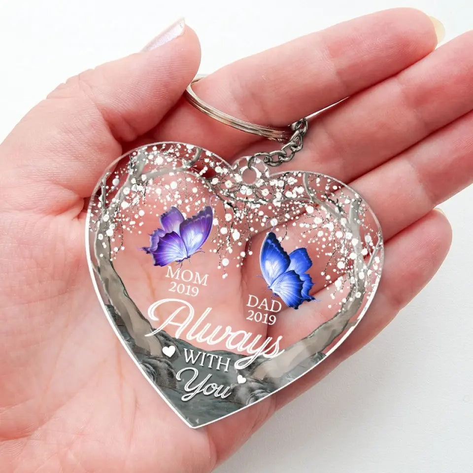 Le temps passe, l'amour demeure - Porte-clés personnalisé en acrylique - Cadeau de condoléances pour les membres de la famille