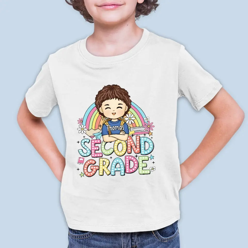 Niveau scolaire déverrouillé - T-shirt enfant personnalisé - Cadeau de rentrée scolaire pour enfant