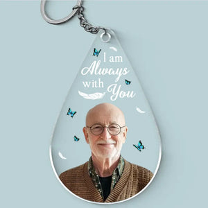 Porte-clés photo personnalisé en acrylique représentant un ange d'en haut, veille sur moi avec amour ! Cadeau de condoléances pour les membres de la famille