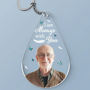 Porte-clés photo personnalisé en acrylique représentant un ange d'en haut, veille sur moi avec amour ! Cadeau de condoléances pour les membres de la famille