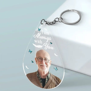 Porte-clés photo personnalisé en acrylique représentant un ange d'en haut, veille sur moi avec amour ! Cadeau de condoléances pour les membres de la famille