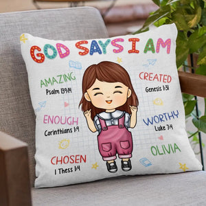 Dieu dit que je suis incroyable - Oreiller personnalisé pour enfant - Cadeau pour enfant, cadeau de rentrée scolaire