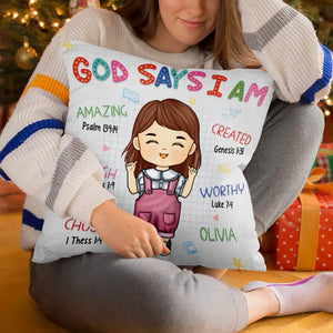 Dieu dit que je suis incroyable - Oreiller personnalisé pour enfant - Cadeau pour enfant, cadeau de rentrée scolaire