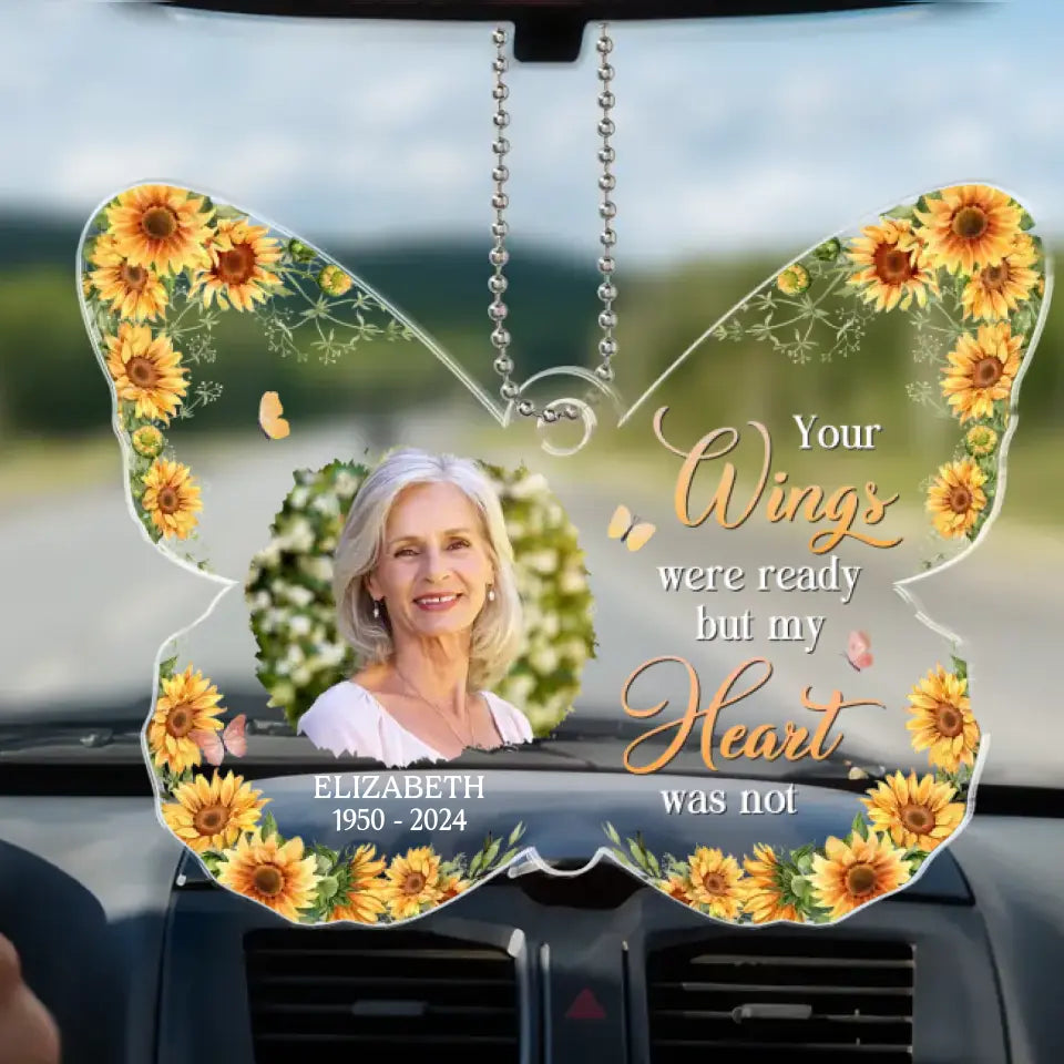 Photo personnalisée « Ceux que nous aimons ne partent pas » - Ornement de voiture personnalisé commémoratif - Forme personnalisée en acrylique - Cadeau de condoléances pour les membres de la famille