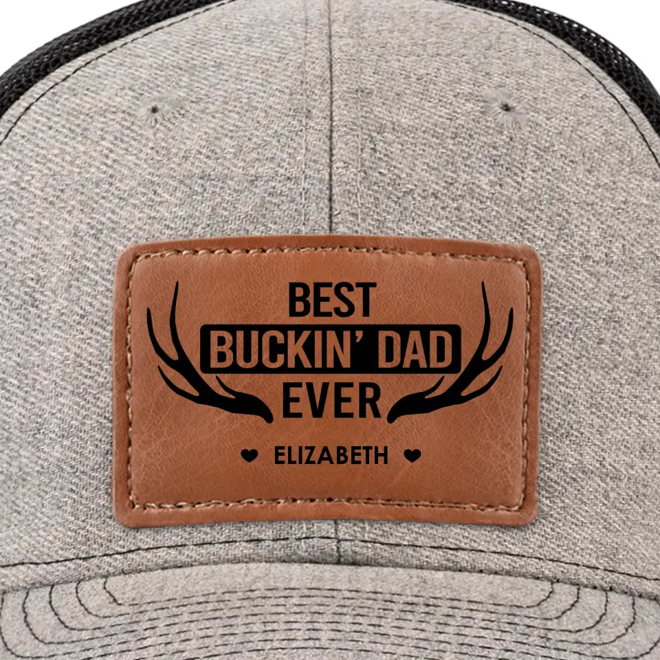 Meilleur papa Buckin' de tous les temps - Chapeau personnalisé en cuir avec patch - Cadeau pour papa, grand-père
