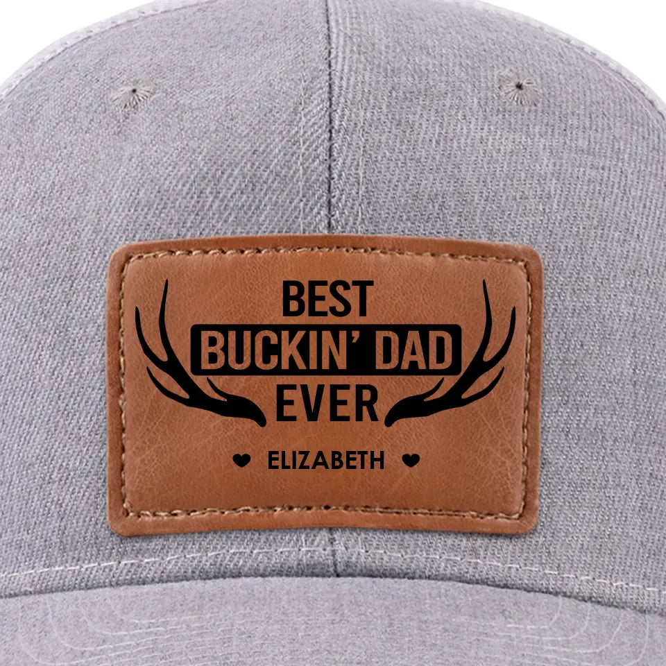 Meilleur papa Buckin' de tous les temps - Chapeau personnalisé en cuir avec patch - Cadeau pour papa, grand-père