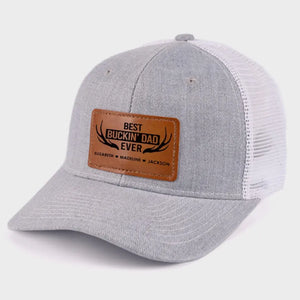 Meilleur papa Buckin' de tous les temps - Chapeau personnalisé en cuir avec patch - Cadeau pour papa, grand-père