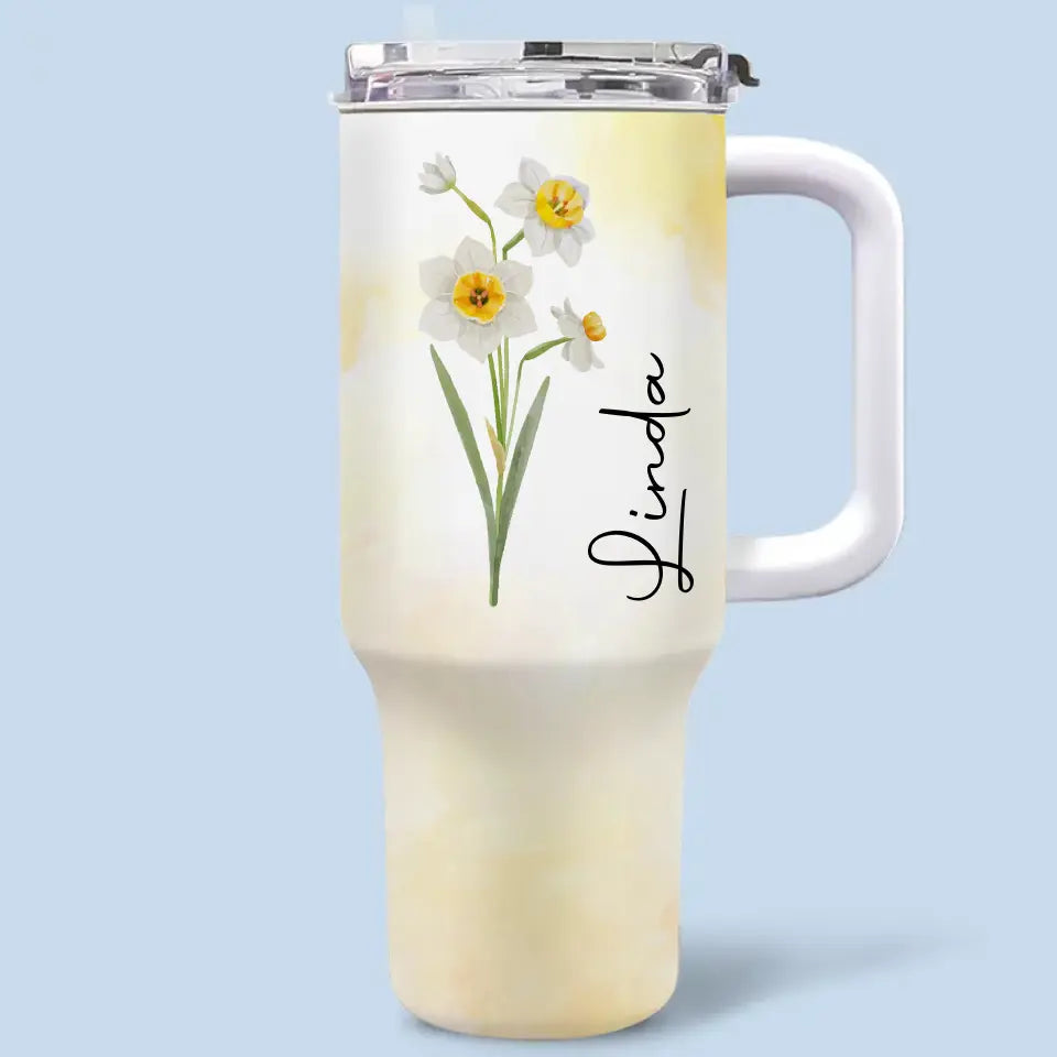 Vivez pleinement votre vie ! Gobelet personnalisé en acier inoxydable de 1 133 ml avec poignée. Cadeau idéal pour vos meilleures amies, vos meilleures amies et vos sœurs.