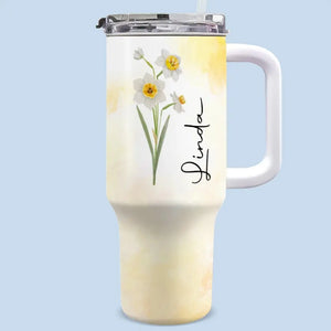 Vivez pleinement votre vie ! Gobelet personnalisé en acier inoxydable de 1 133 ml avec poignée. Cadeau idéal pour vos meilleures amies, vos meilleures amies et vos sœurs.