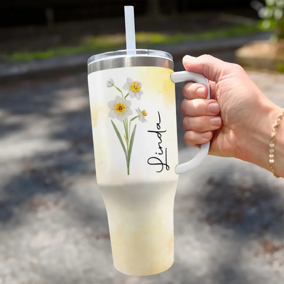 Vivez pleinement votre vie ! Gobelet personnalisé en acier inoxydable de 1 133 ml avec poignée. Cadeau idéal pour vos meilleures amies, vos meilleures amies et vos sœurs.