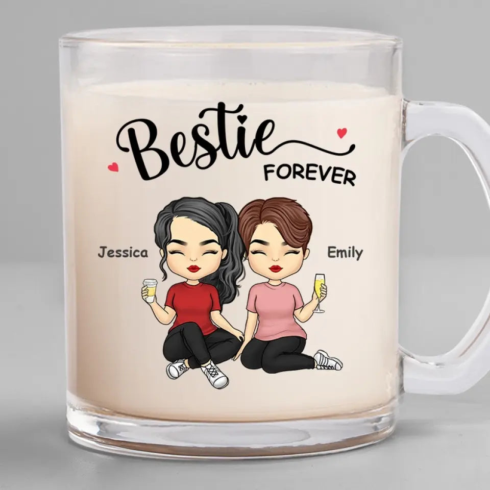 Tasse en verre personnalisée « Friends Forever » – Cadeau pour les meilleures amies, les meilleures amies et les sœurs
