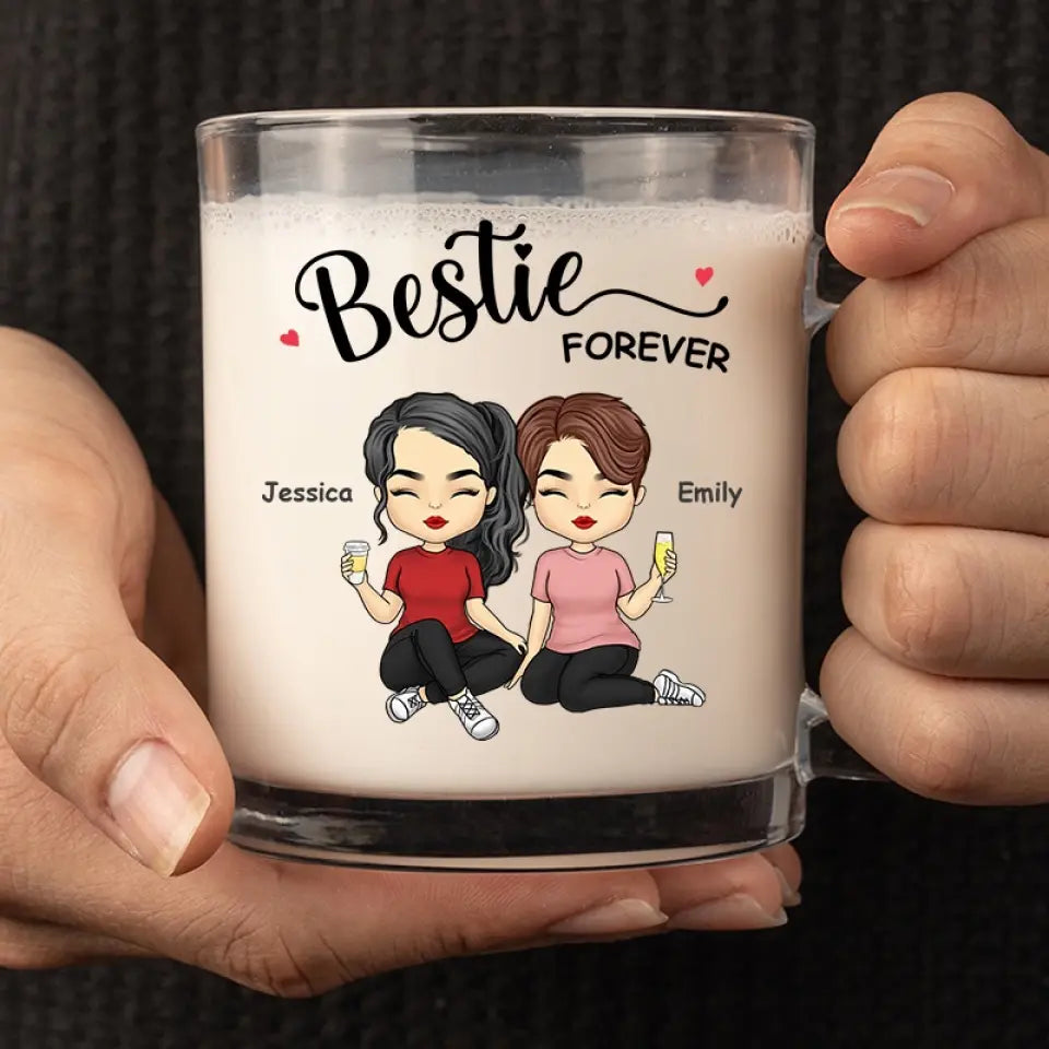 Tasse en verre personnalisée « Friends Forever » – Cadeau pour les meilleures amies, les meilleures amies et les sœurs