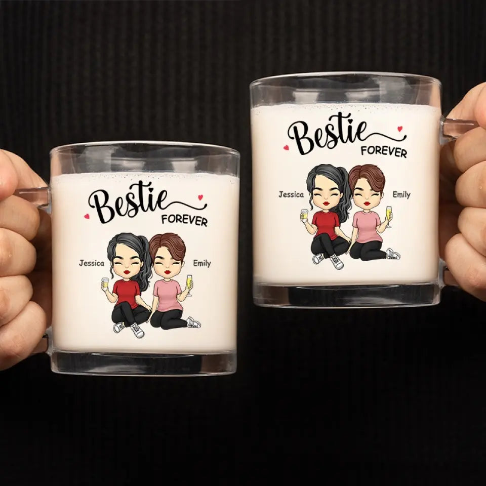 Tasse en verre personnalisée « Friends Forever » – Cadeau pour les meilleures amies, les meilleures amies et les sœurs