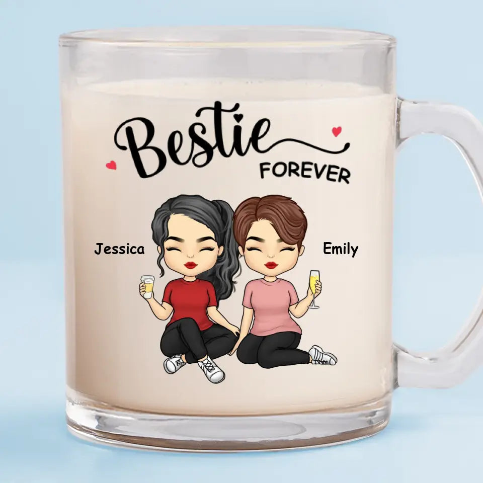 Tasse en verre personnalisée « Friends Forever » – Cadeau pour les meilleures amies, les meilleures amies et les sœurs