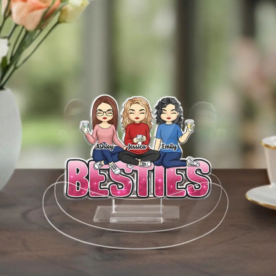 Sisters Forever - Support à secouer personnalisé en acrylique - Cadeau pour meilleures amies, meilleures amies et sœurs