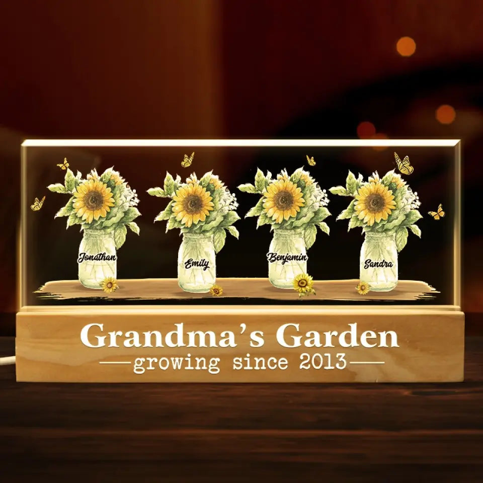L'amour grandit toujours dans notre famille - Veilleuse LED 3D personnalisée en acrylique avec lettres - Cadeau pour maman et grand-mère
