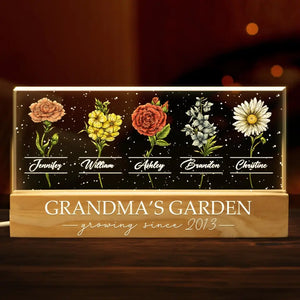 Un jardin d'amour pousse dans le cœur d'une grand-mère - Veilleuse LED 3D personnalisée en acrylique avec lettres - Cadeau pour maman et grand-mère