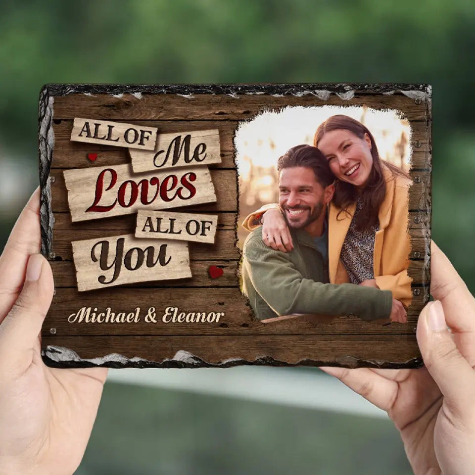 Photo personnalisée « Tout de moi, tout de toi » – Pierre rectangulaire personnalisée avec support pour couple – Cadeau pour mari et femme, anniversaire