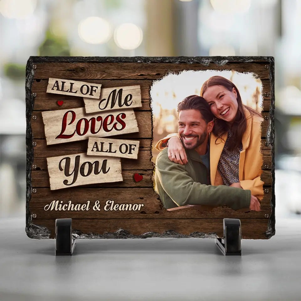Photo personnalisée « Tout de moi, tout de toi » – Pierre rectangulaire personnalisée avec support pour couple – Cadeau pour mari et femme, anniversaire