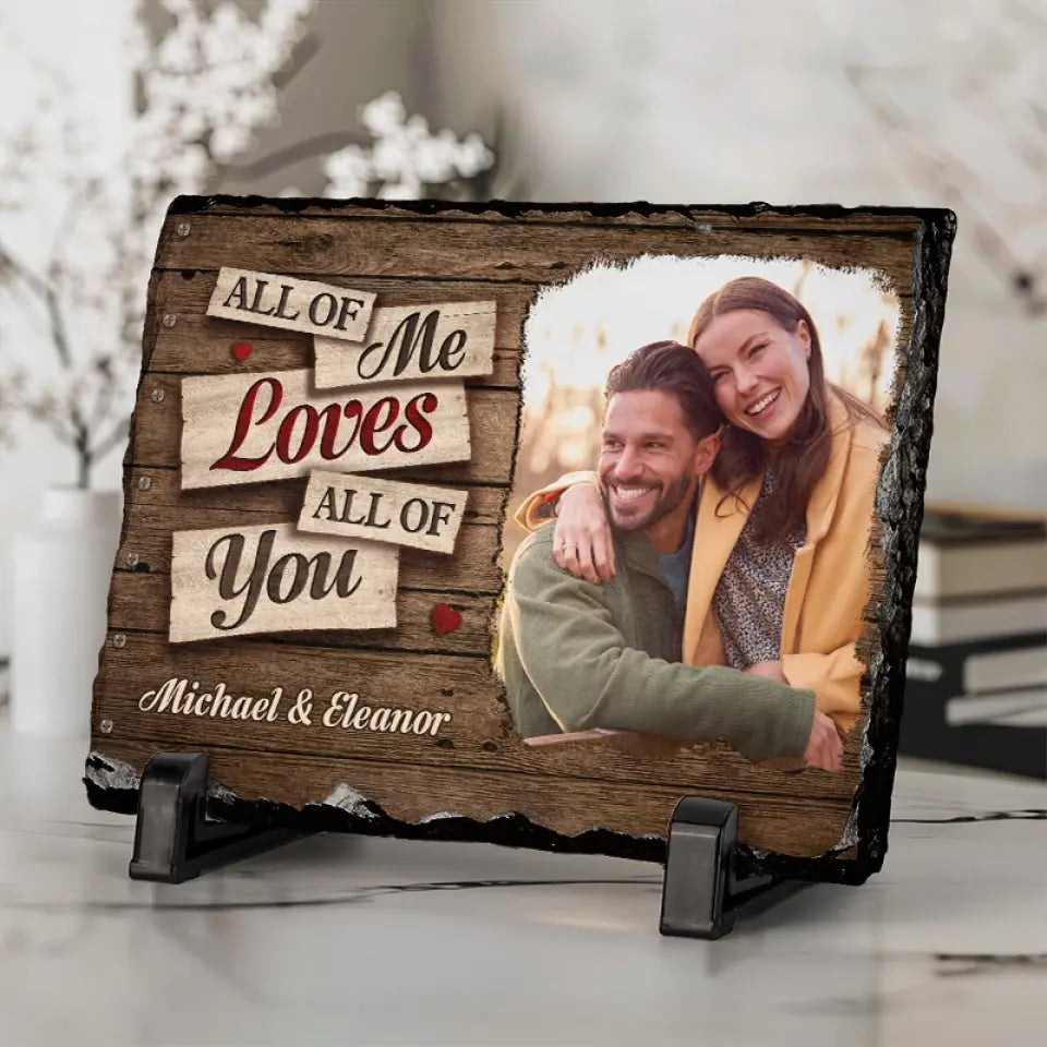 Photo personnalisée « Tout de moi, tout de toi » – Pierre rectangulaire personnalisée avec support pour couple – Cadeau pour mari et femme, anniversaire