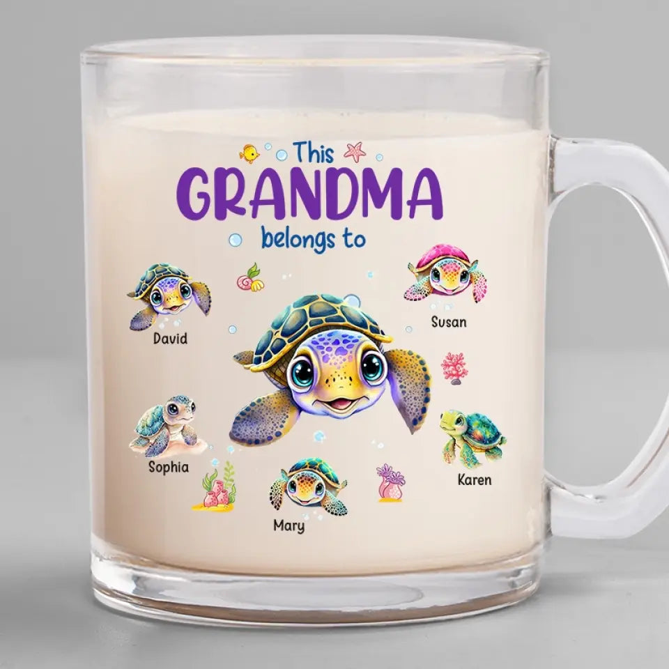 Nous continuons d'avancer comme des tortues - Tasse en verre personnalisée pour la famille - Cadeau pour maman, grand-mère
