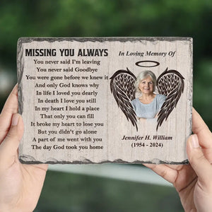 Photo personnalisée « Tu me manques toujours » – Pierre commémorative rectangulaire personnalisée avec support – Cadeau de condoléances pour les membres de la famille