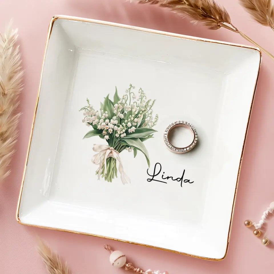 Flowers Don’t Tell They Show - Bestie Personalized Custom Jewelry Dish - Gift For Best Friends, BFF, Sisters