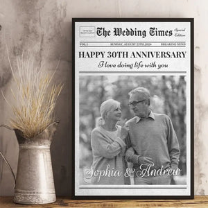 Photo personnalisée « J'aime vivre avec toi » - Affiche verticale personnalisée pour couple - Cadeau pour mari et femme, anniversaire