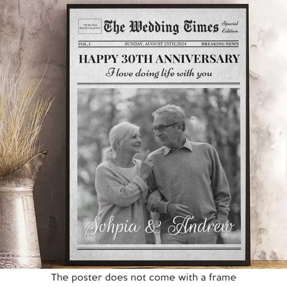 Photo personnalisée « J'aime vivre avec toi » - Affiche verticale personnalisée pour couple - Cadeau pour mari et femme, anniversaire