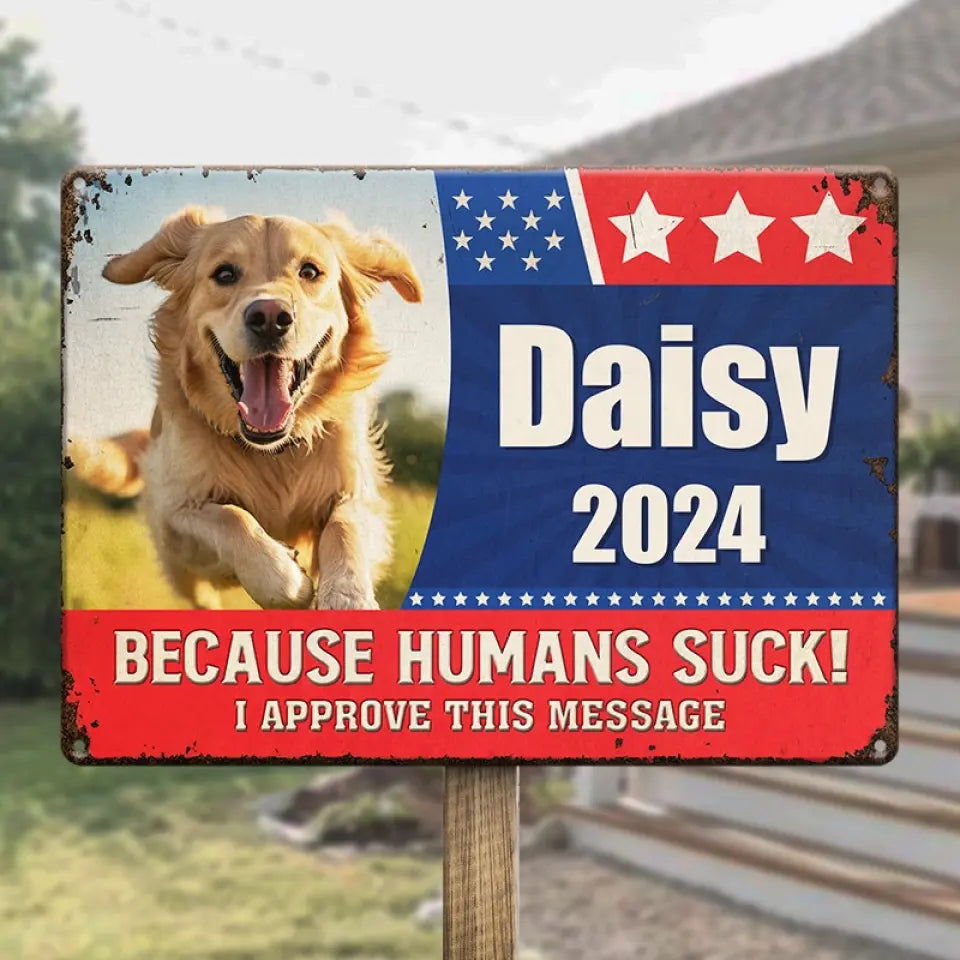 Photo personnalisée « Paws At The Polls » - Plaque en métal personnalisée pour chien et chat - Cadeau de pendaison de crémaillère pour propriétaires et amoureux des animaux