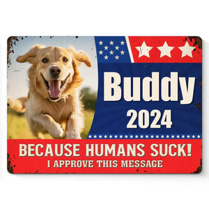 Photo personnalisée « Paws At The Polls » - Plaque en métal personnalisée pour chien et chat - Cadeau de pendaison de crémaillère pour propriétaires et amoureux des animaux