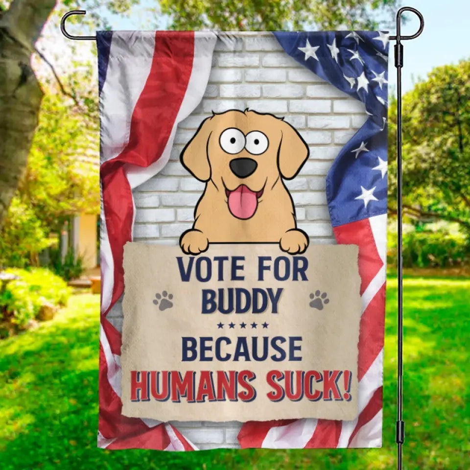 Arrêtez de me regarder et votez ! Drapeau personnalisé pour chien et chat ! Cadeau pour propriétaires et amoureux des animaux