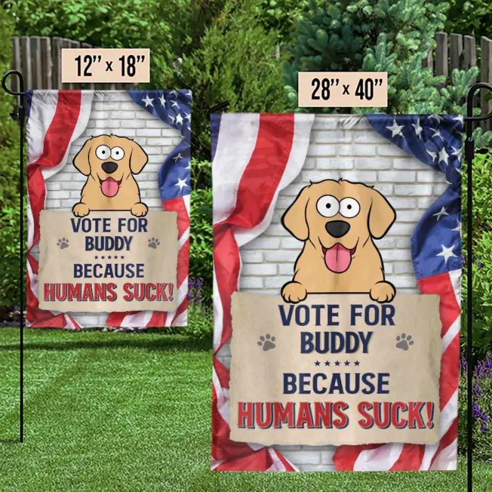 Arrêtez de me regarder et votez ! Drapeau personnalisé pour chien et chat ! Cadeau pour propriétaires et amoureux des animaux