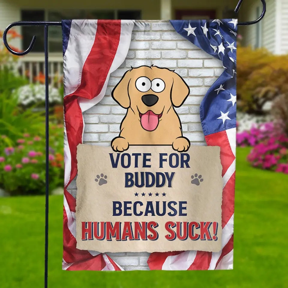 Arrêtez de me regarder et votez ! Drapeau personnalisé pour chien et chat ! Cadeau pour propriétaires et amoureux des animaux