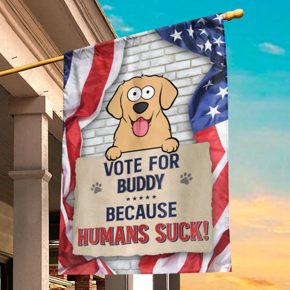 Arrêtez de me regarder et votez ! Drapeau personnalisé pour chien et chat ! Cadeau pour propriétaires et amoureux des animaux
