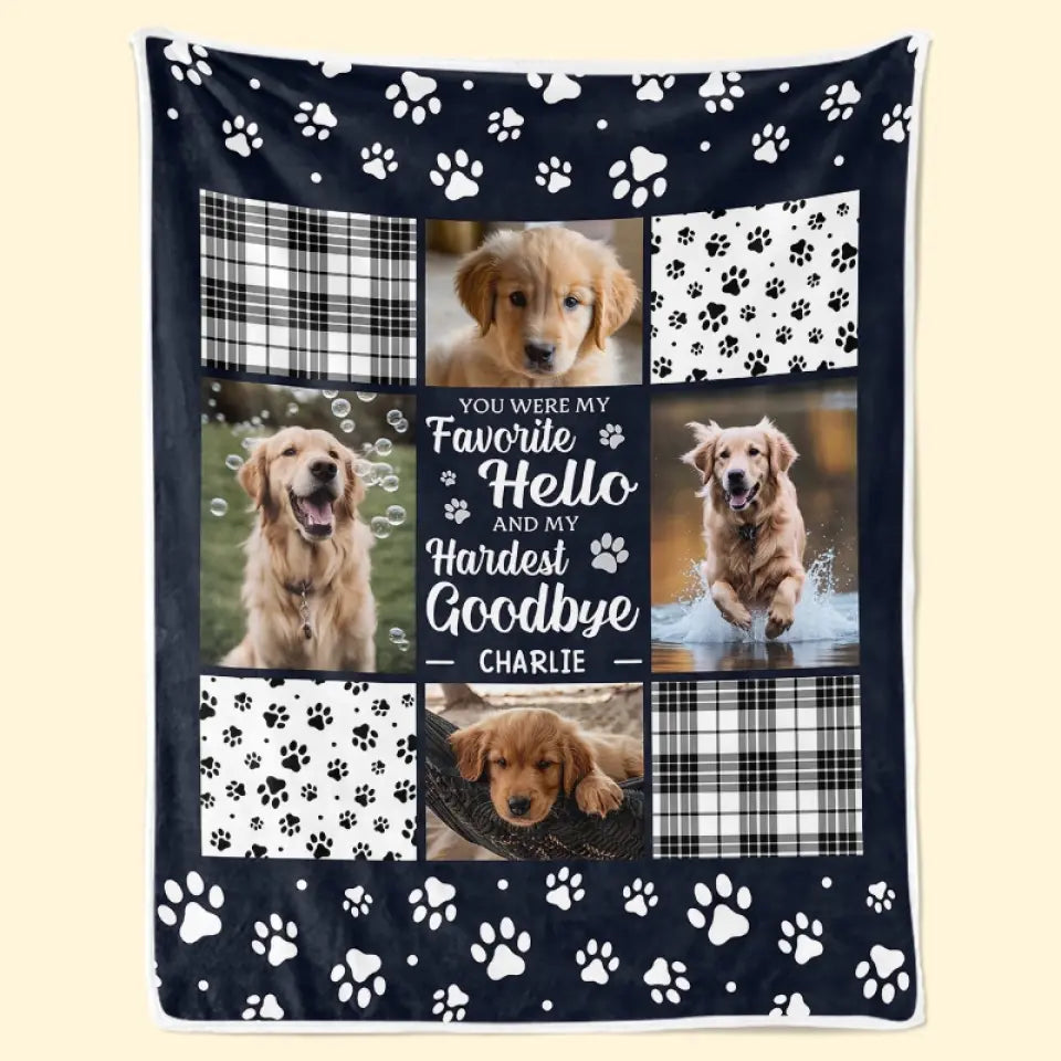 Custom Photo Blanket - Personalized Christmas Memorial Sympathy Gifts For Dogs, Cats - You Were My Favorite Hello And My Hardest Goodbye