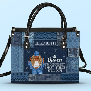 Sac à main en cuir personnalisé « Queen I'm Confident » - Cadeau pour meilleures amies, meilleures amies, sœurs