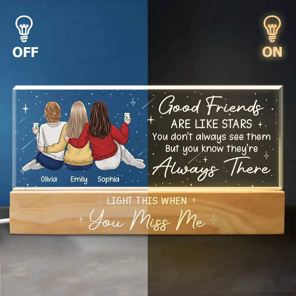 Allume-la quand tu me manques – Veilleuse LED 3D personnalisée en acrylique avec lettres – Cadeau pour les meilleures amies, les meilleures amies et les sœurs