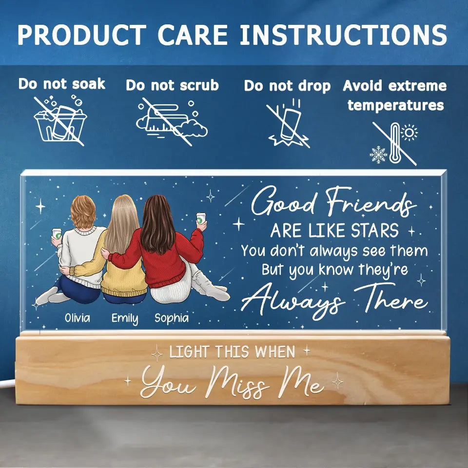 Allume-la quand tu me manques – Veilleuse LED 3D personnalisée en acrylique avec lettres – Cadeau pour les meilleures amies, les meilleures amies et les sœurs