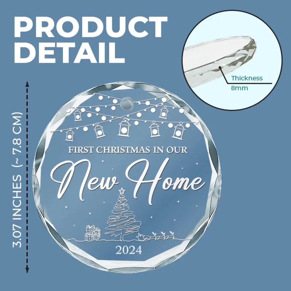 Premier Noël dans notre nouvelle maison - Ornement en verre personnalisé pour couple - Cadeau pour mari et femme, anniversaire, premier Noël