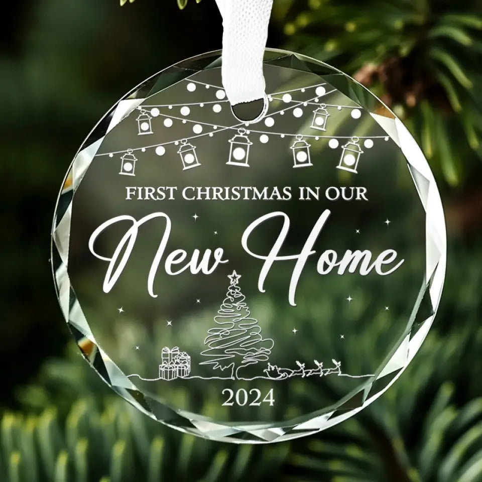 Premier Noël dans notre nouvelle maison - Ornement en verre personnalisé pour couple - Cadeau pour mari et femme, anniversaire, premier Noël