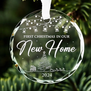 Premier Noël dans notre nouvelle maison - Ornement en verre personnalisé pour couple - Cadeau pour mari et femme, anniversaire, premier Noël