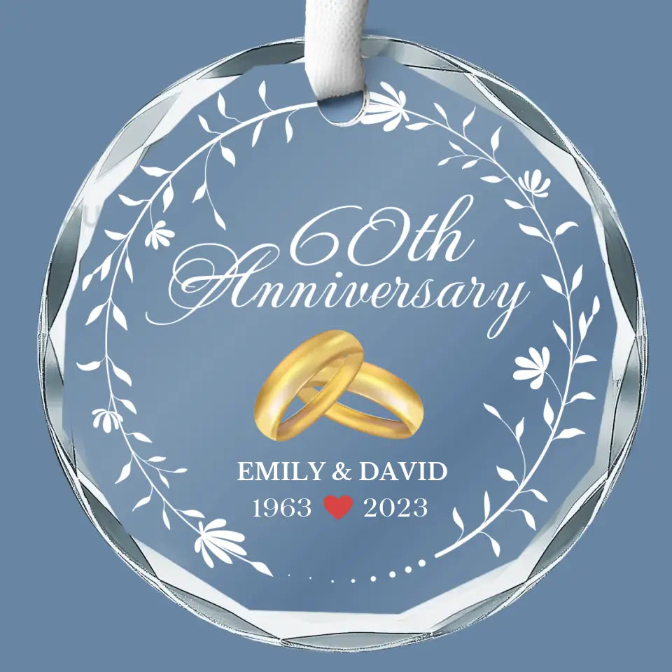 Joyeux anniversaire à l'amour de ma vie - Ornement en verre rond personnalisé pour couple - Cadeau pour mari et femme, anniversaire