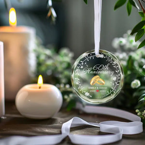 Joyeux anniversaire à l'amour de ma vie - Ornement en verre rond personnalisé pour couple - Cadeau pour mari et femme, anniversaire