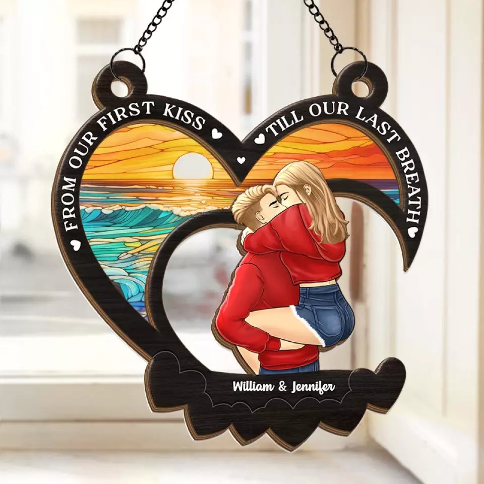 Le plus bel amour est celui qui réveille l'âme - Attrape-soleil personnalisé pour fenêtre - Cadeau pour mari et femme, anniversaire