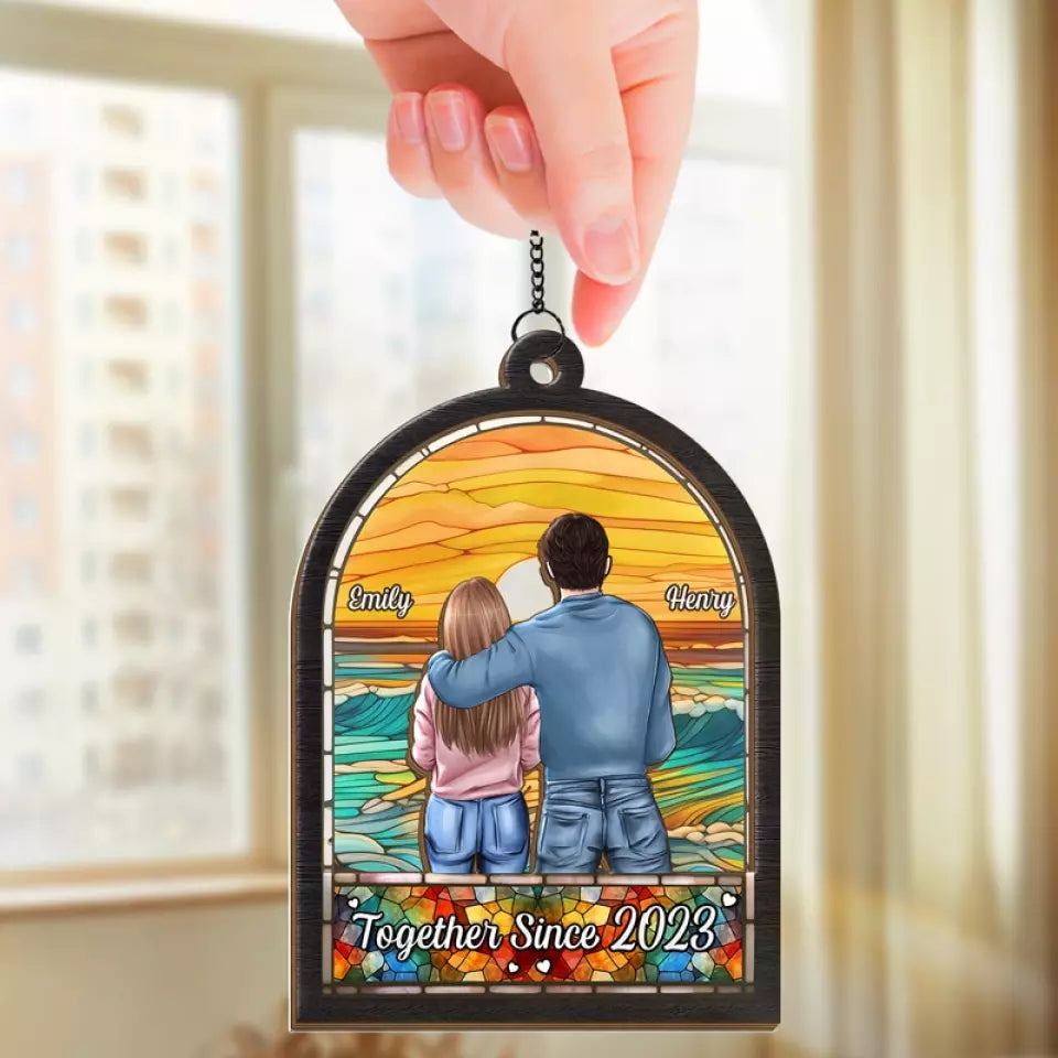 J'arrêterai le monde et fondrai avec toi - Attrape-soleil personnalisé à suspendre à la fenêtre - Cadeau pour mari et femme, anniversaire