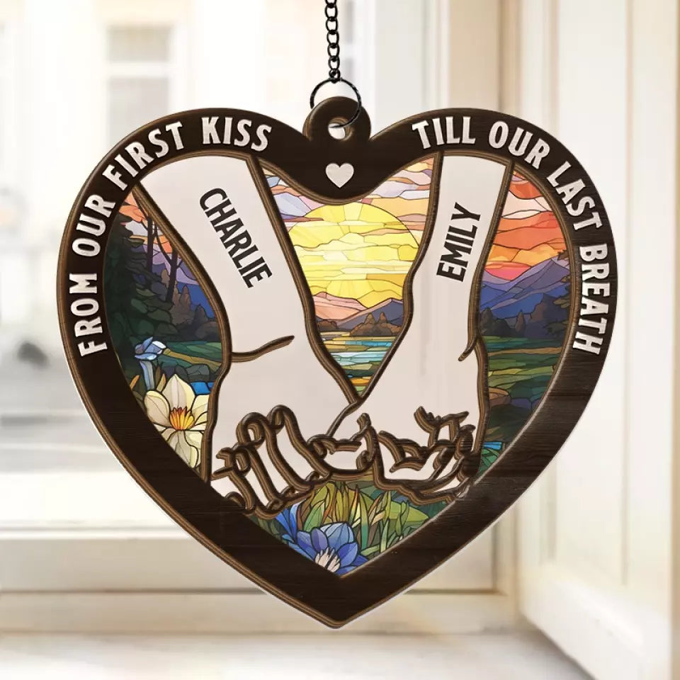Un amour éternel, du début à la fin – Attrape-soleil personnalisé pour fenêtre – Cadeau pour mari et femme, anniversaire